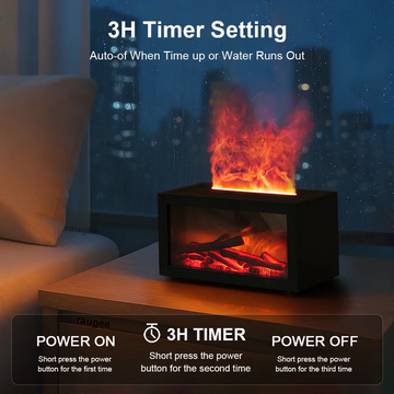 Fireplace Humidifier Aroma Flame Humidifier Fragrance Diffuser Aromatherapy Essential Oil Diffuser Fire Humidifier for Home Room Apsilon