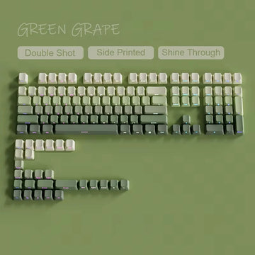 135 Keys Gradient Green Shine Through Keycaps Side Printed PBT Double Shot Keycaps OEM Profile for MX Switches Gaming Keyboards Apsilon
