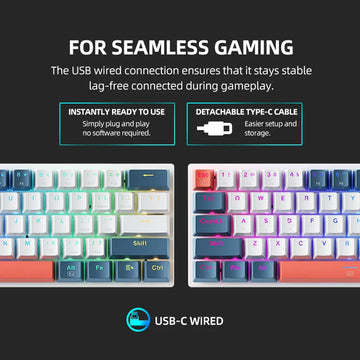K500-B61 Machenike Mini Mechanical Keybaord 60% Form Factor 61Keys Gaming Keybaord Wired Full Key Hot-Swappable RGB Backlit Apsilon