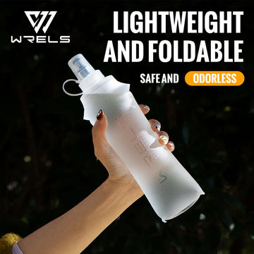 WRELS Folding Collapsible Water Bottle Running Water Bottle Soft Flask TPU BPA-Free Camping Hiking Travel Folding Water Bottle Apsilon