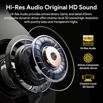 QCY H3 ANC Hi-Res Audio Wireless Bluetooth 5.4 Headphones Over Ear Headset 60Hrs 43dB Hybrid Active Noise Cancellation Earphone Apsilon
