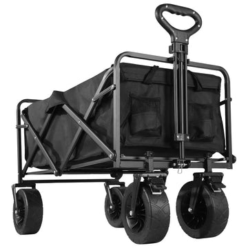 Large Weight Capacity Heavy Duty Wagon Cart Folding Wagon for Outdoor Garden Beach wagon Camping Equipment with Cup Holders Apsilon