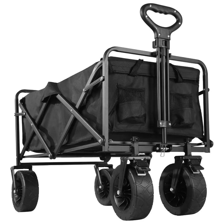 Large Weight Capacity Heavy Duty Wagon Cart Folding Wagon for Outdoor Garden Beach wagon Camping Equipment with Cup Holders Apsilon