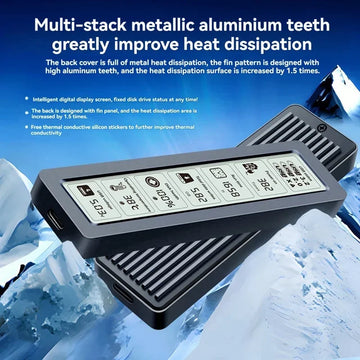 M2 SSD Case NVMe SATA Dual Protocol 10Gbps With Display Screen Intelligent Digital USB3.2 Gen2 Type C Disk Box M.2 SSD Enclosure Apsilon