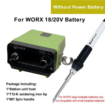 72W T12 Cordless Soldering Station Solder Iron for Dewalt/Makita/Milwaukee/Worx Battery 20V Max Li-ion Battery for DIY Repair Apsilon