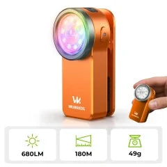 Wurkkos HD03 680LM Mini Clip Light USB C Rechargeable Pocket Flashlight Spotlight/Floodlight Portable EDC RGB Torch with Magnet Apsilon