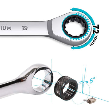 Ratcheting Wrench Set Metric and Standard 12-Point Box End Combination Spanner Gear Wrench Garage Tool Set,CR-V Full Polished Apsilon