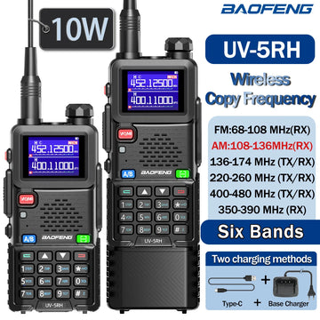 Baofeng UV 5RH 10W Air Band Walkie Talkie Long Range Wirless Copy Frequency Type-C Baofeng UV 5R MINI UV 21 PRO 2 Way Ham Radio Apsilon