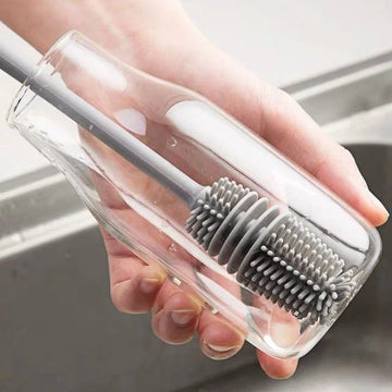 Silicone Milk Bottle Brush Cup Scrubber Glass Cleaner Kitchen Cleaning Tool Long Handle Drink Bottle Glass Cup Cleaning Brush Apsilon