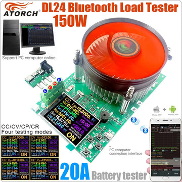 DL24 150W 20A DC Power USB Tester Electronic Load Lithium Battery Capacity Monitor Discharge Meter Supply Checker With APP Apsilon