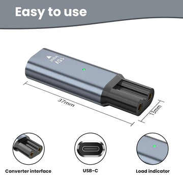 LISI 15V HQ8505 Type-C Shaver Adapter Charging Converter for Philips Norelco One Blade Pro QP6510 QP6520 QP6530 Beard Trimmer Apsilon