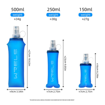 WRELS Folding Collapsible Water Bottle Running Water Bottle Soft Flask TPU BPA-Free Camping Hiking Travel Folding Water Bottle Apsilon