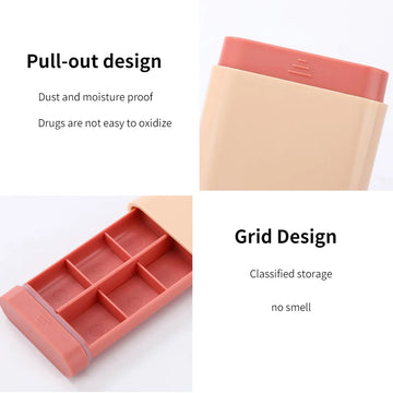 Mini Small Portable Travel Vitamin Box Pill Cases Container Organizer Storage Tablet 7 Days 6 Grids Medicine Fish Oils Apsilon