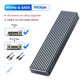 ORICO M.2 NVMe SSD Enclosure, USB 3.1 Gen 2 (10 Gbps) PCIe External Adapter NVMe Case for 2230/2242/2260/2280 M.2 SSD up to 8TB Apsilon