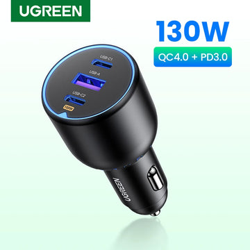 UGREEN 130W USB C Fast Car Charger For Xiaomi iPhone 17 Samsung Galaxy S25 Laptops PD3.0 Fast Charging USB Type C Car Charger Apsilon
