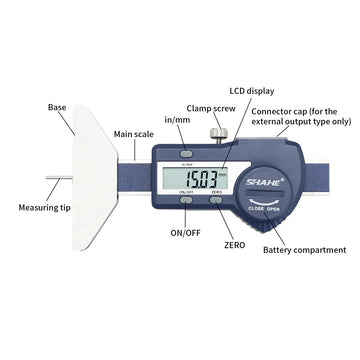 SHAHE Digital Depth Gauge 0-25mm/0-50 mm Tread Depth Gauge For Car Tire Digital Depth Calipers Measuring Tools Apsilon