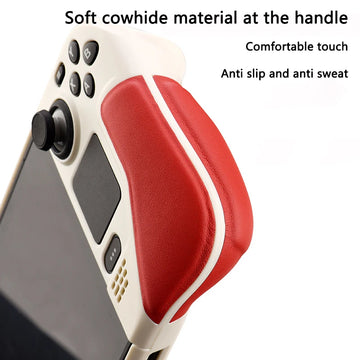 Full Protective Case for Steam Deck Cowhide wrap host Protective Soft Leather Grip Non-slip Cover hard shell bracket Accessories Apsilon