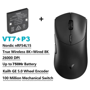 Rapoo VT7 MAX /VT7 Wireless Gaming Mouse True 8K Wireless Polling Rate 53g Lightweight Up to 750Hr Battery Life Apsilon