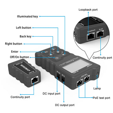 NOYAFA NF-488 LCD Network PoE Checker Over The Ethernet cat5 cat6 Lan Cable Tester Loop Test Tool Apsilon