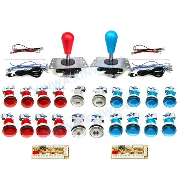 DIY Arcade Game Kit 2 Players Set Light Push Button American Style Joystick USB Encoder Cables For PC Raspberry Pi Mame Parts Apsilon