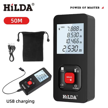HILDA Digital Laser Distance Meter 50M/100M/120M Finder High Precision Area Volume Measure Construction Measuring Ruler Tool Apsilon