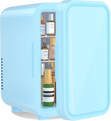 Mini Fridge, 6 Liter/8 Can 220-240V AC/DC Portable Thermoelectric Cooler Refrigerators for Bedroom Apsilon
