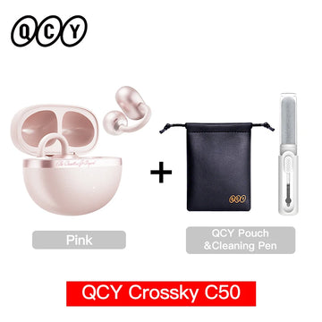 QCY Crossky C50 Open Ear Wireless Earbuds Bluetooth 6.0 Comfort Clip On Sports Earphone 4 Mic AI Clear Call Bass Boost Headphone Apsilon