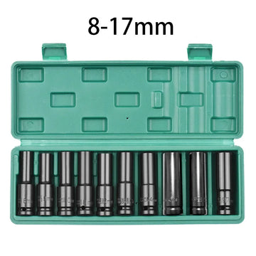 1/2Inch Drive 6-Point Impact Socket Set 10-Piece Metric Sizes 8-24m/10-24mm Carbon Steel Impact Socket Set with Hard Storage Box Apsilon