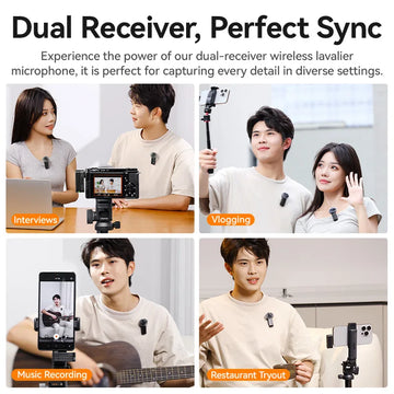 Ulanzi A100 Wireless Microphone Lavalier MIC for iPhone 16 15 Pro（Max） Camera Sound Recording Real-time Monitoring  J12 Upgrade Apsilon