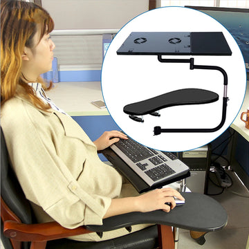 Chair Keyboard Tray, Laptop Keyboard Mouse Chair Stand w/USB Fan, Adjustable Mouse Mount Installed to Chair with -85°~ +20°Tilt Apsilon