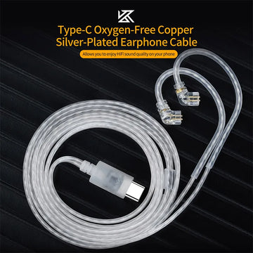 KZ Earphones Cable OFC Silver Plated Upgrade Cable Wire Type-c 2PIN Cables Microphone Optional Apsilon