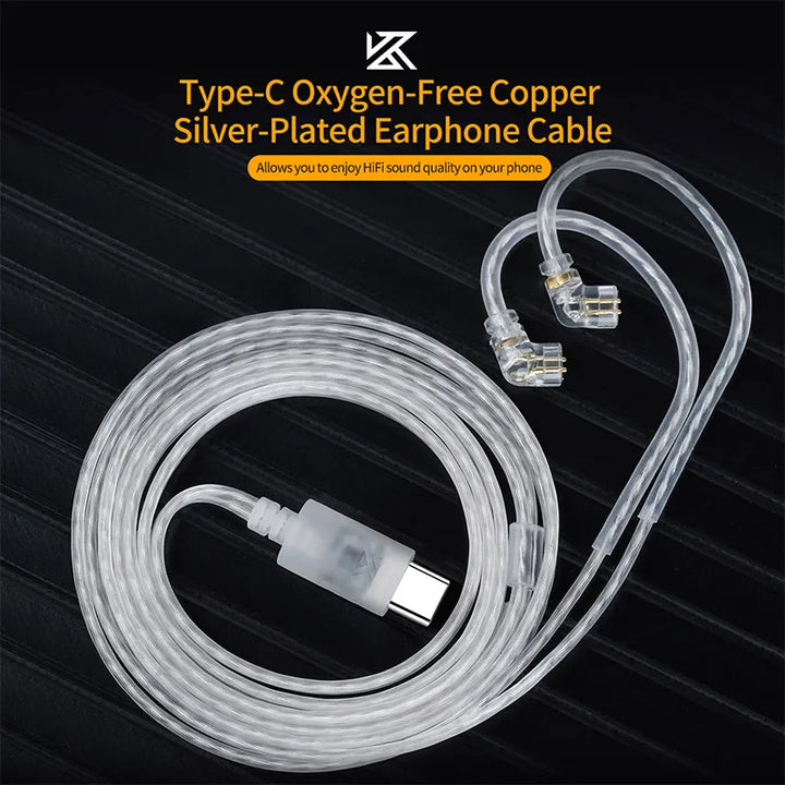 KZ Earphones Cable OFC Silver Plated Upgrade Cable Wire Type-c 2PIN Cables Microphone Optional Apsilon