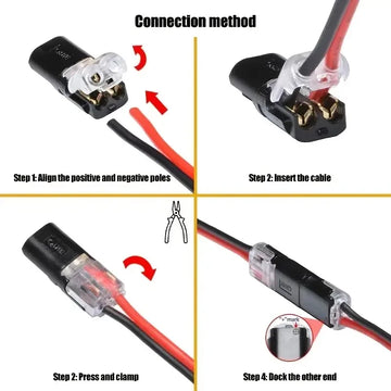 20/50/100 Pack of H2 2-Pin Pluggable Wire Connectors, Nylon Insulated Copper Quick-Connect Terminal Blocks, Suitable for Low-Voltage Cables, No Power Mode Required, No Electronic Components Apsilon