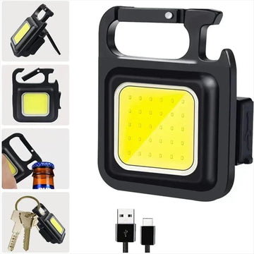 Keychain Light Mini Multifunctional Camping Flashlight USB Rechargeable LED Portable Bright COB Pocket Clip Lantern Outdoor Work Apsilon