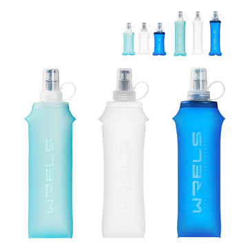 WRELS Folding Collapsible Water Bottle Running Water Bottle Soft Flask TPU BPA-Free Camping Hiking Travel Folding Water Bottle Apsilon