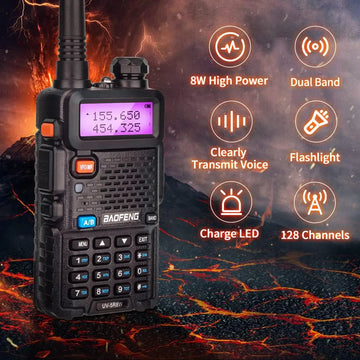 1/2PCS BaoFeng UV-5R 8W Tri-Power Walkie Talkie High Power Dual Band Long Range 128 CH Portable Handheld UV 5R Ham Two Way Radio Apsilon