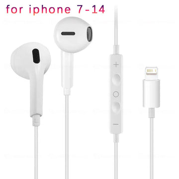 Wired Earphones Type c Earbuds for Apple Lightning Headphones with Line Iphone 5 6 8 7 Plus X XS MAX XR 10 11 12 13 14 Pro 15 16 Apsilon