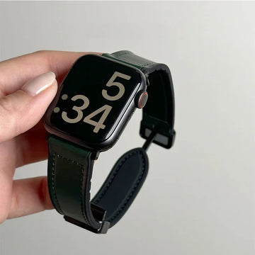 Leather+Silicone Strap For Apple Watch Band Ultra 49mm 44mm 45mm 41mm 46mm 40mm 42mm Magnetic Bracelet iwatch Series 10 9 8 7 6 Apsilon