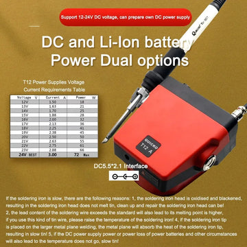 72W T12 Cordless Soldering Station Solder Iron for Dewalt/Makita/Milwaukee/Worx Battery 20V Max Li-ion Battery for DIY Repair Apsilon