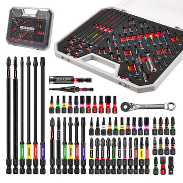 Geinxurn 58Pcs Tools Set Packaged with Impact Screwdriver Bits,Mini Wrech,Step Drill,Socket Adapter and Bit Holder for DIY Apsilon