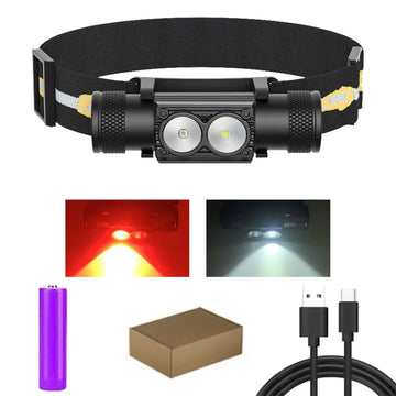 Newest LED Mini Headlamp High Power White Red Headlight 18650 Rechargeable USB Type-C Torch Camping Hunting Flashlight Lamp Apsilon