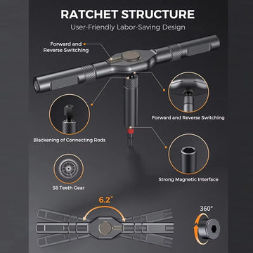 74 In 1 Ratchet Screwdriver Set Magnetic Precision Bit Kit Detachable T Handle Portable Repair Tool for Phone Laptop Computer Eyeglasses Bicycle Electronics DIY Home Maintenance Multi Function Hand Tools Torx Hex Phillips Scr Apsilon