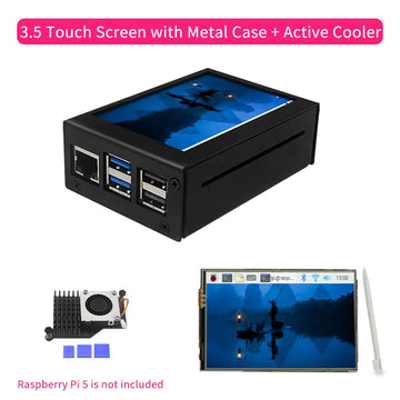 3.5 Inch Touch Screen for Raspberry Pi 5 480*320 LCD Display Optional Metal ABS Case Aluminum Active Cooler for Raspberry Pi 5 Apsilon