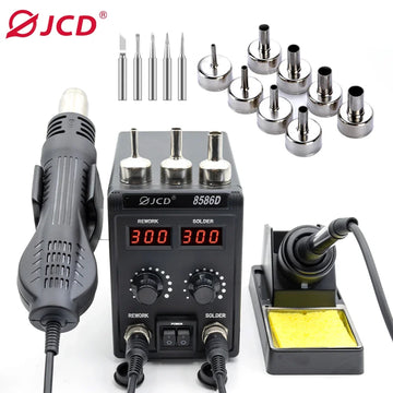 JCD 8586D Soldering Station 2 IN 1 750W Hot Air Gun LCD Dual Digital Display Electric Soldering Iron SMD Welding Rework Station Apsilon