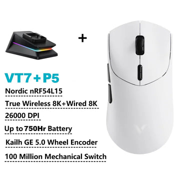 Rapoo VT7 MAX /VT7 Wireless Gaming Mouse True 8K Wireless Polling Rate 53g Lightweight Up to 750Hr Battery Life Apsilon