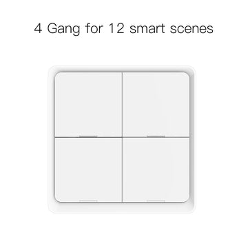 MOES 4 Gang Tuya ZigBee Wireless 12 Scene Switch Push Button Controller Battery Powered Automation Scenario for Tuya Devices Apsilon