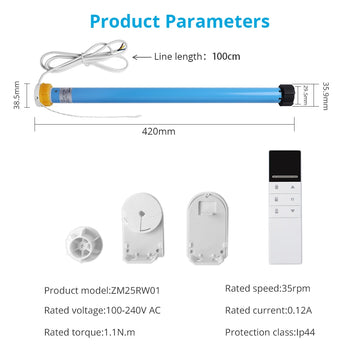 Zemismart WiFi Electric Roller Blind Motor Automatic Engine for 37mm 38mm Tube Works with Tuya Alexa Google Home Voice Control Apsilon