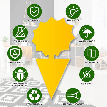 Landisun Fruit Fly Traps Fungus Gnat-Traps for Indoor-Outdoor Yellow Fruit-Fly Sticky-Trap Plants Flying Bug Insects Traps Apsilon