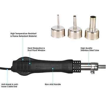 Podofo 2-in-1 Soldering Station, Hot Air Rework and Soldering Iron Station with Digital Temperature Correction  Function Apsilon