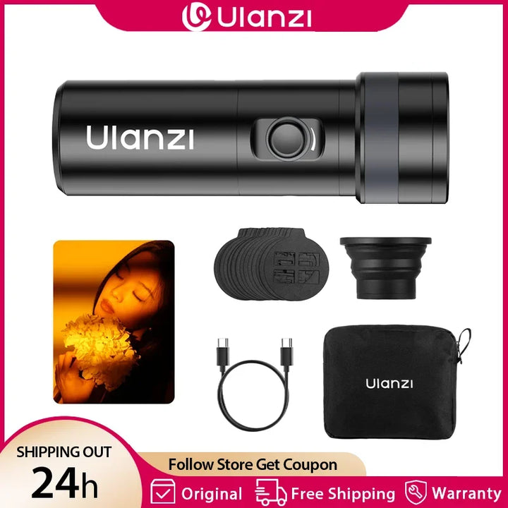 Ulanzi LM01 RGB 10W Photography Flashlight 4-Color Dimming Videography Flash Led Light 7500mAh with 1/4" Screw 20 Gobo Live Vlog Apsilon